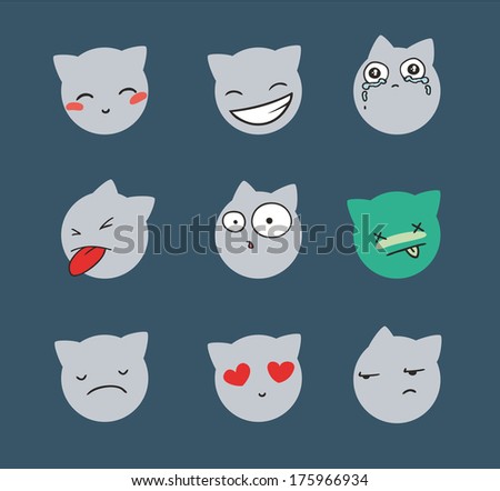 funny cats emotions set