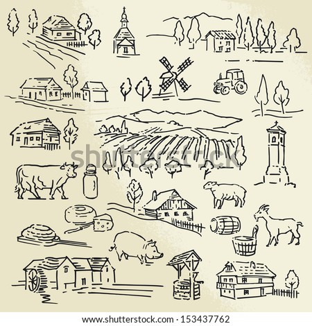 farm rural landscape sketches farm rural landscape sketches