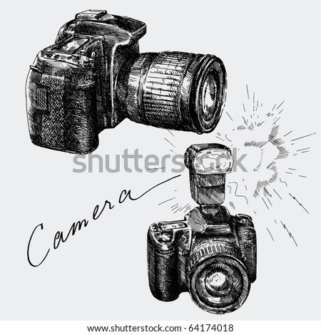 Hand Drawn Camera Stock Vector Illustration 64174018 : Shutterstock