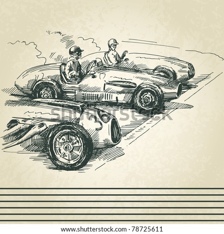 Vintage Stock  Auto Racing on Vintage Racing Cars Stock Vector 78725611   Shutterstock