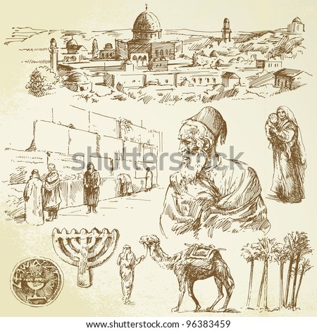 jerusalem hand drawn set jerusalem hand drawn set