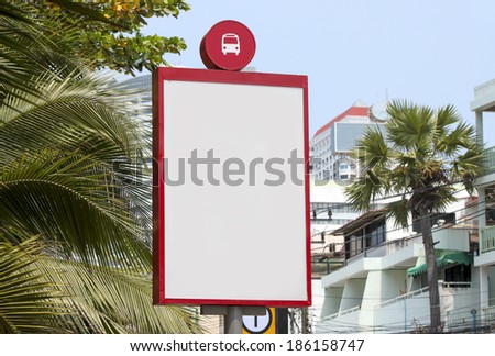 Bus stop with a blank billboard, shot in asia.