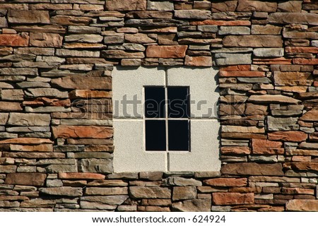 Rock Wall with Concrete Window in the middle