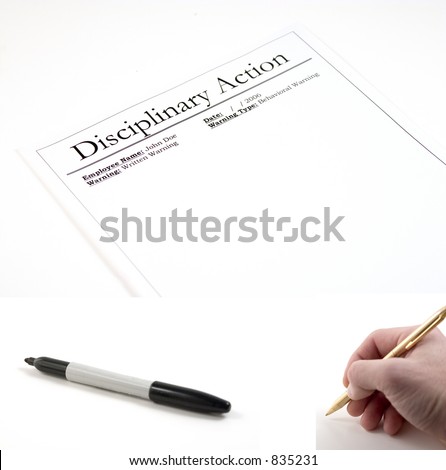 Disciplinary Action Paper - hand with pen and marker included separately.  Feeback Paper dimension 3072x2048... Hand with pen dimension 1000x990, Marker dimension 1700x760