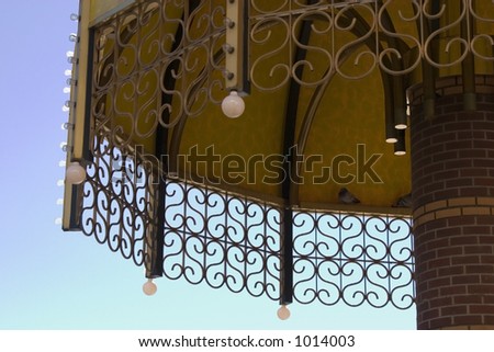 Close up on the Metal Umbrella with Bulbs and Lights in Las Vegas