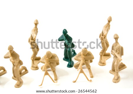 Isolated Plastic Toy Soldiers - Dare to be Different Concept