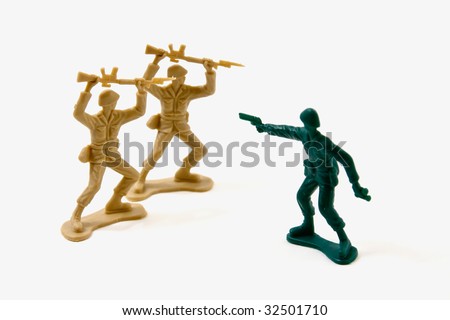 Isolated Plastic Toy Soldiers - Courage Concept