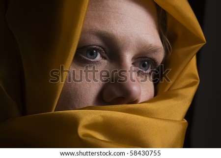 Close up on a Woman in Veil - Black Background