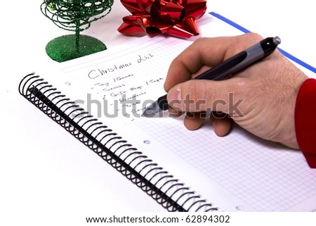 Isolated shot of Making a Christmas List