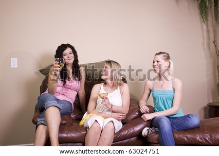 Three Females Socializing at Home