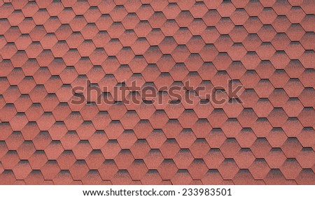 Part of soft roof from synthetic red hexagons as background