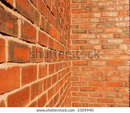 Brick walls intersecting at an inside corner