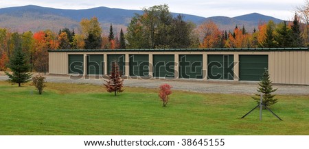 Self-storage building located in rural New England in Autumn