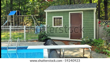 Backyard pool shed