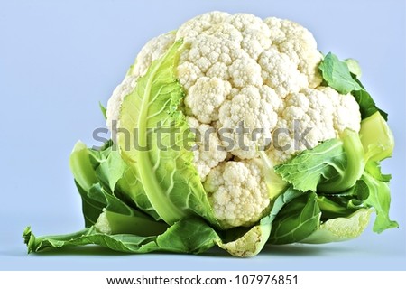 Raw Cauliflower Closeup Studio Shot. Fresh Raw Cauliflower. Food Photo Collection