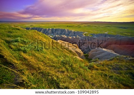 South Dakota Landscape. South Dakota, USA. Prairies and Badlands. Pine Ridge Indian Reservations. Nature Photo Collection.