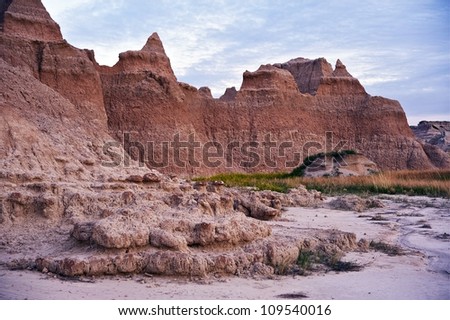 The Badlands. Nature Photo Collection.  Native Americans Have Used This Lands for Their Hunting Grounds. Badlands, South Dakota, USA.