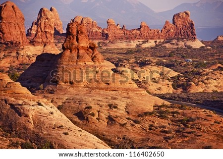 Arches National Park Landscape. Moab, Utah, USA. Beautiful Rocks Formations. Utah Landscape Photography Collection.