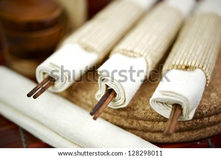 Chinese  Chop-Sticks Set. Ready to Use Chop-Sticks Set in Chinese Restaurant. Food Photography Collection.