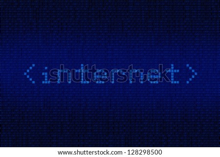 Blue Digital Internet Background with Large <Internet> Word On It. Technology Backgrounds Collection.