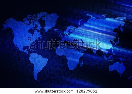 Digital World Background - Dark Blue Digital World Abstract Background - Illustration. Technology Backgrounds Collection.