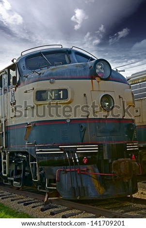 Vintage Train Engine Front Closeup. American Railroad History. Railroad Photography Collection.