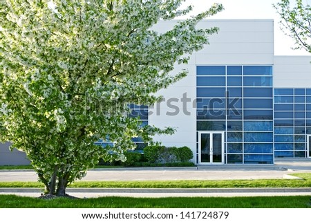 Commercial Offices and Warehouse Building. Modern Commercial Architecture.