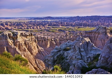 Eroded Badlands Scenery in Western South Dakota, USA. American Landscapes Photo Collection.