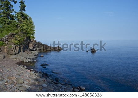 Lake Superior Shore in Northern Minnesota State, USA. Great Lakes Scenery.