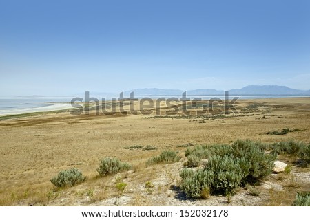 Great Salt Lake Landscape - Utah State, USA. Antelope Island State Park Area. Scenic Utah Photo Collection