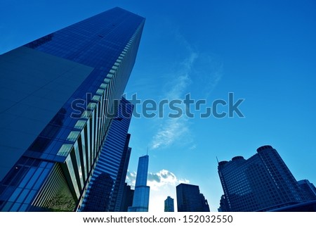 Chicago Cityscape - Skyline in Blue. Chicago, Illinois, USA. Architecture Collection.