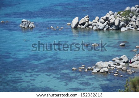Clear Lake Water. Lake Tahoe in California/Nevada Sierra Nevada Mountains, USA.