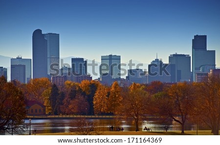 City of Denver Skyline. City Park Landscape. Capital of the U.S. State of Colorado. American Cities Photo Collection.