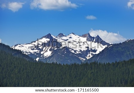 North Cascades Mountains. Northern Washington State Mountain Landscape. Scenic Mountain Summit.