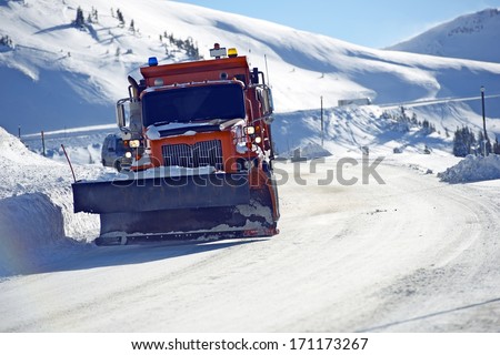 Snowplow Clearing Loveland Pass Road, Colorado United States.