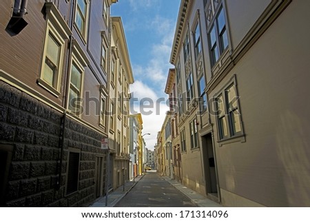 San Francisco Residential Alley. San Francisco, California Architecture.