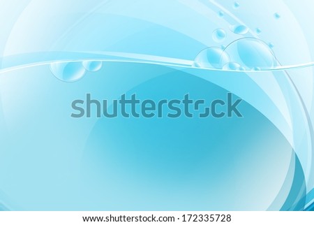 Blue Liquid with Bubbles Abstract Background Illustration.