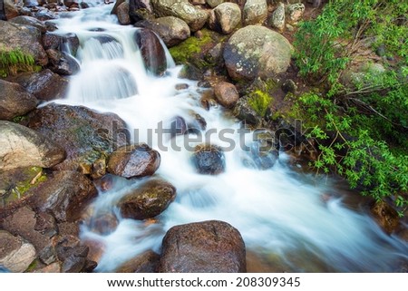 Mountain Stream Closeup Photo. Rocky Mountain River