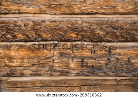 Retro Wood Background. Old Logs Building Wall Backdrop.