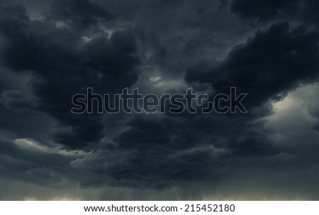 Heavy Dark Storm Cloud and the Falling Rain. Stormy Weather