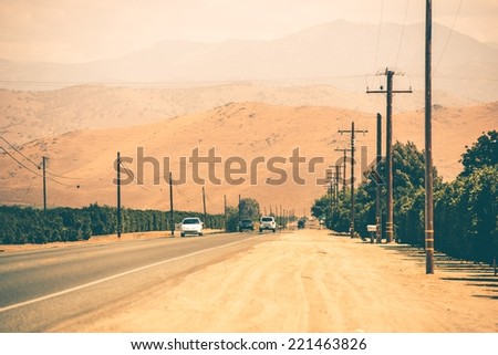 Southern California Highway to Sierra Nevada Mountains. California Country Highway. United States