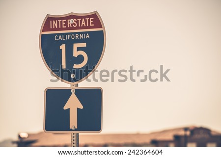 Interstate Highway 15 Sign. American Highways System.