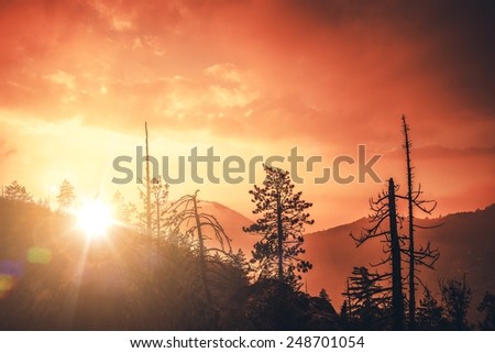 Scenic California Sunset in San Bernardino Mountains. California Landscape.