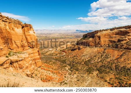 West Colorado Landscape. Grand Junction, Colorado, United States. Navajo Sandstone Formation in Colorado National Monument.