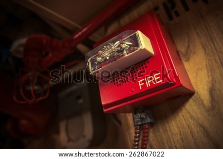 Fire Alarm with Strobe Safety Device Connected to Fire Response System.