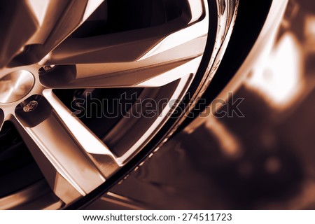 Alloy Car Wheel Closeup. Modern Car Wheel.