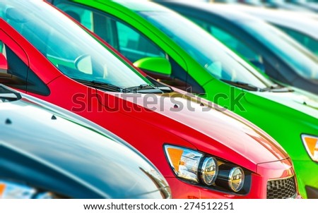 Cars Marketplace. Car Dealer Colorful Cars Stock.
