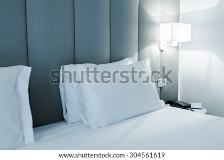 Luxury Modern Hotel Bed. Good Night Sleep During Business Travel.