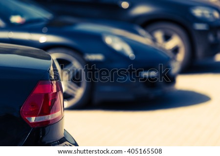 Luxury Cars For Sale Concept Photo. Car Dealer Lot. Parked Cars.