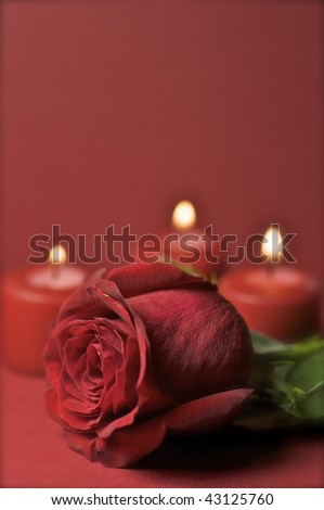 Red Rose And Candles. Romantic Theme Great For Valentine Day ...
